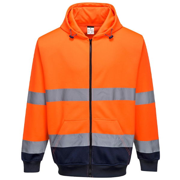 Hi Vis Zipped Hoodie RIS - Orange/Navy