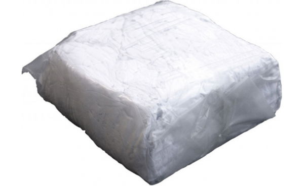 A bulk pack of white cotton rags.