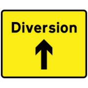 RS00637 Diversion Ahead Arrow Mini Quick Fit Sign - 1050mm x 750mm (300mm Centres)