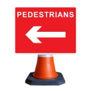 RS00035 Pedestrians Arrow Left Cone Sign - 600mm x 450mm