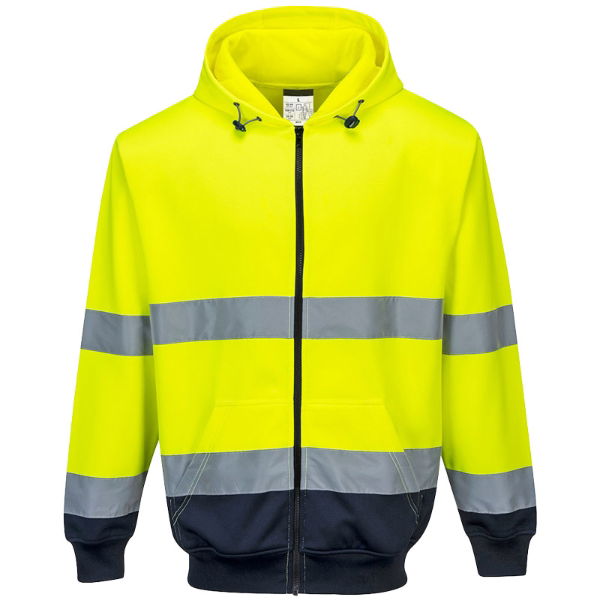 Hi Vis Zipped Hoodie - Yellow/Navy