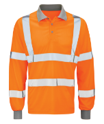 Hi Vis Long Sleeve Polo Shirt - Orange 