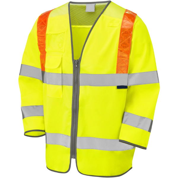 Hi Vis Yellow 3/4 Jerkin with Red Braces