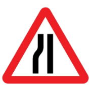 RS00626 Road Narrows Left Mini Quick Fit Sign - 750mm (300mm Centres)