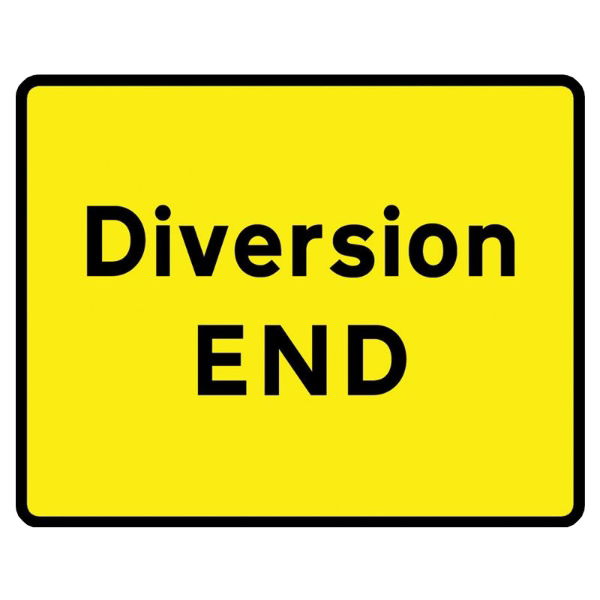 RS00232 Diversion End Arrow Mini Quick Fit Sign - 1050mm x 750mm (300mm Centres)