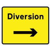 RS00639 Diversion Right Arrow Mini Quick Fit Sign - 1050mm x 750mm (300mm Centres)