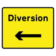 RS00638 Diversion Left Arrow Mini Quick Fit Sign - 1050mm x 750mm (300mm Centres)