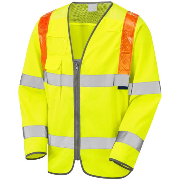 Hi Vis Yellow Jerkin with Red Braces